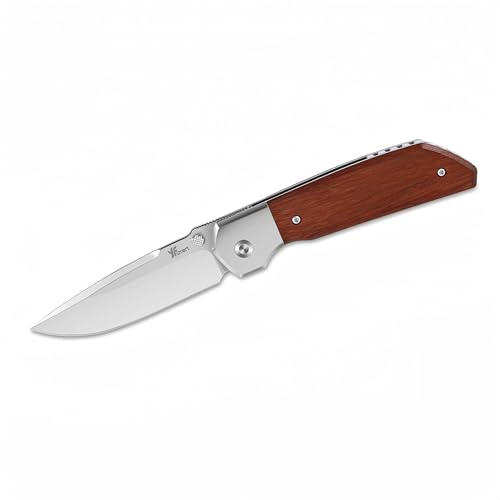 YF SMART Pocket Knife, D2 Blade with Brown Wood Handlese and Deep Carry Pocket Clip, Camping Hunting Pocket Knife, EDC Knife for Everyday (Medium)