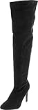 Breckelle's Beverly-15 Women Faux Suede Pointy Toe Stiletto Heel Thigh High Boot,Black,6