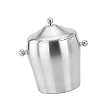 Toyvian Edelstahl Eiseimer mit Deckel Doppelgriff Trommelform Isolierter Eisbehälter für Wein Sekt Bar Party Nutzung