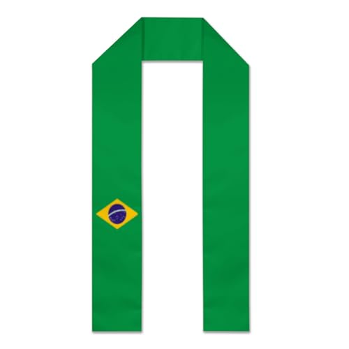 Vintage Brazil Brazilian Flag Graduation Stole Sash Shawl for Men Women Thickened Scarf Flattenedfor International Students Teachers Study Aboard Graduate Gift 72 inches Unisex