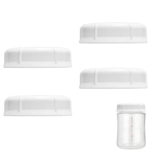 ROMIRUS母乳保存用哺乳瓶キャップ、ピジョン Pigeon母乳実感哺乳びん3代目との互換性あり (4個 白い)