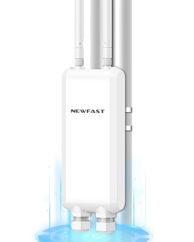 NEWFAST 1200Mbps Repetidor WiFi Potente Exterior Largo Alcance Punto de Acceso inalámbrico 2.4GHz/5GHz con 48V PoE Power, 3*Gigabit Ethernet, 2 * 5dBi Antena, Amplificador Señal WiFi Exterior IP66