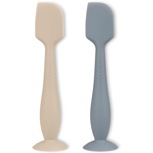 Image of Mintlyfe Diaper Cream Applicator Set - Soft Silicone Baby Butt Brush with Suction Base, Baby Butt Spatula, Full Size - Newborn Baby Essentials (2Packs-Ether/Sand)