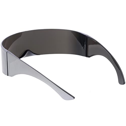 Image of zeroUV - 80s Futuristic Cyclops Cyberpunk Visor Sunglasses with Semi Translucent Mirrored Lens Shield Sunglasses