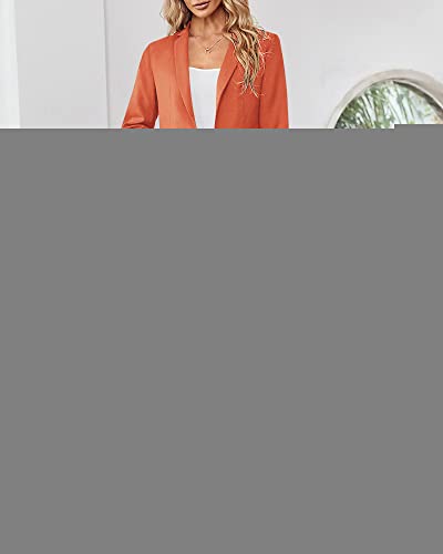 Lpcbdee 2022 Professional Womens Casual Blazers Long Sleeve Standing Collar Open Front Work Office Jacket Orange #TOP5
