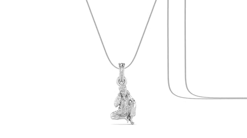 Pendentif Hanuman en argent pur avec chaîne serpent de 55cm pour homme
