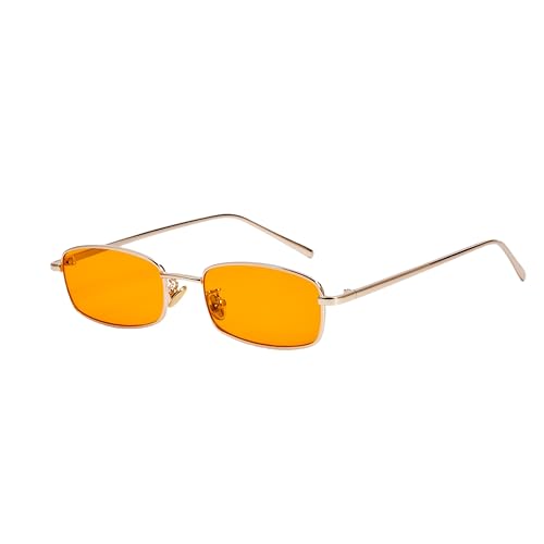 Classic Rectangular Sunglasses Retro Slim Metal Frame Glasses Vintage Rectangle Candy Color Sunglasses