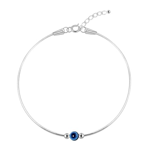 Image of HighSpark 925 Silver Anklet Payal | 92.5 Sterling Silver & Stunning Shine | Evil Eye Anklet & Minimal Elegant Anklets | Lovely Gift