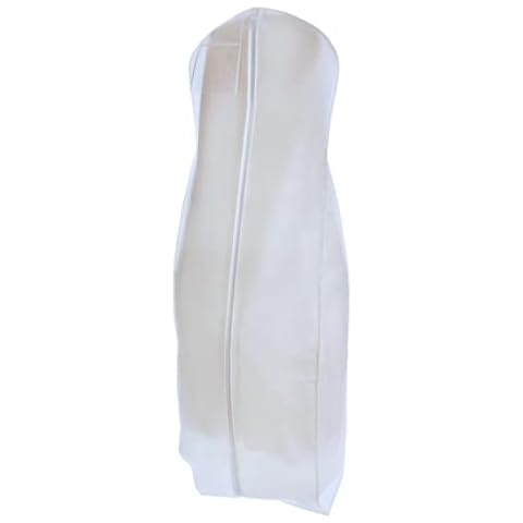 Bags for Less White Wedding Gown Travel and Storage Garment Bag Soft, Breathable, Durable, Rip and Water Resistant Material Large Size with 10 inch Gusset Clear Vinyl Pouch for Labeling… (1 Pack) Cover
