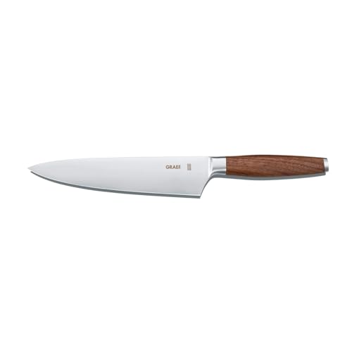 GRAEF. Kochmesser 20 cm KN5053, handgeschliffene Klinge 1.4116er Edelstahl, Echtholzgriff Walnuss
