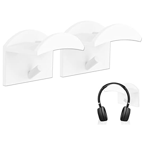 thirei Kopfhörer Ständer, 2 Stücke ohne Bohren Headset Halterung, Kopfhörer Haken Wandhalterung, für Gaming Headset, Kopfhörer Halter, Breite 2,5 cm, Weiß Cover