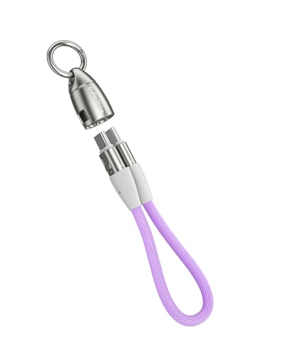 Image of Short USB C Cable PD 240W(1 Pack), 6 Inch Keychain USBC Cable /Phone Lanyard USB-C to Type-C Cables /Fast Charging Cables for Phone17 /16 /15 Samsung Galaxy Tablet Laptop External SSD(Purple)