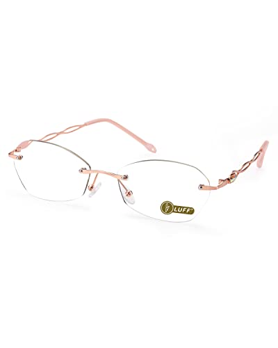 LUFF Rimless Reading Glasses for women men Blue light blocking lightweight metal classic computer readers Anti Eyestrain