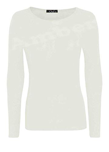 Image of Loxdonz Girls Plain Long Sleeve Scoop Neck T-Shirt Top Kids Basic Stretchy Top