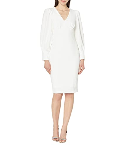 Image of Calvin Klein Women's Long Balloon Sleeve V-Neck Mini Sheath Dress