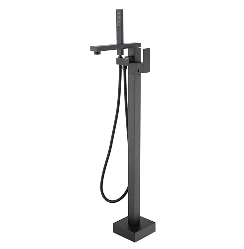 Grifo de bañera Independiente de Alto caudal para una Experiencia de baño inigualable, Negro Mate, con Ducha de Mano y caño Giratorio de 360°.