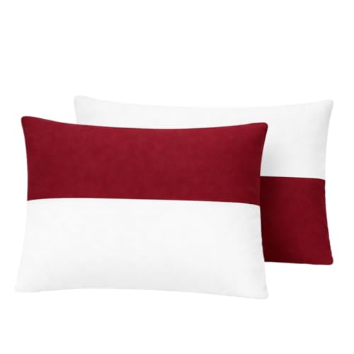 Image of ARLinen Hollow Fiber Sleeping Pillow - Set of 2, Height Adjustable, Soft & Fluffy Comfort, White & Burgundy, 29x19 Inch with 300g Extra Fiber for Custom Comfort, Pillow Covers Included