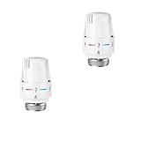 2 Stück Thermostatkopf, M30 x 1,5, für Haushalten, Schulen, Bürogebäuden (Weiß)