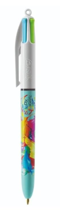 BIC – 1 Refillable Pen in 4 Fun Colors (Light Green, Pink, Light Blue, Purple) - Medium Point - Hydro Collection - Turquoise Body