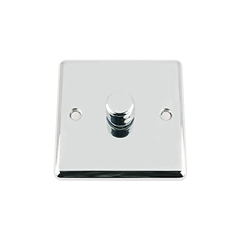 A5 Single Dimmer Switch 1 Gang 400w Polished Mirror Chrome Classic (for normal light bulb, not LED)