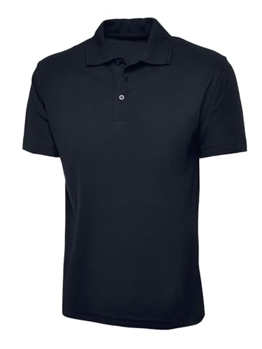 Image of IQONEQ Mens & Womens Classic Polo Shirt Plain Tee Short Sleeve Casual & Sportswear (UK, Alpha, 5XL, Regular, Regular, Navy)