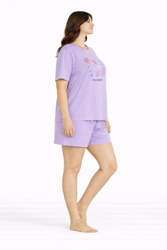 Image of Duchess Women's Cotton Printed Night Suit Set of Top & Shorts Pajama Set