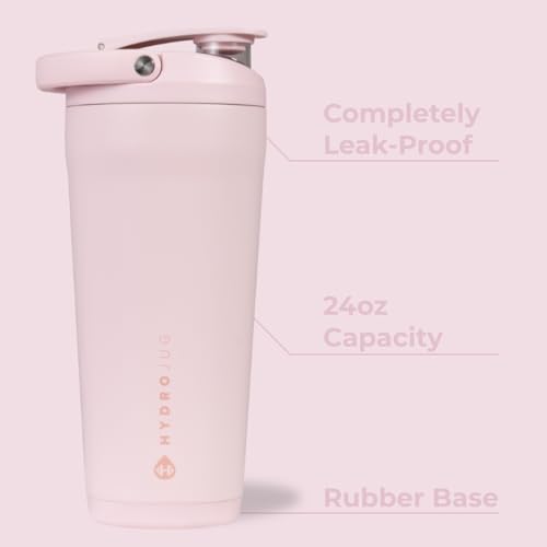 Image of HydroJug Insulated Protein Shaker Bottle 24 oz, Silent Mixing, Pink Sand