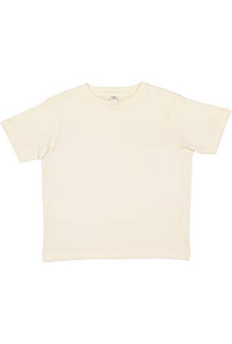 RABBIT SKINS Toddler 100% Cotton Premium Jersey Short Sleeve Tee, Natural, 5/6