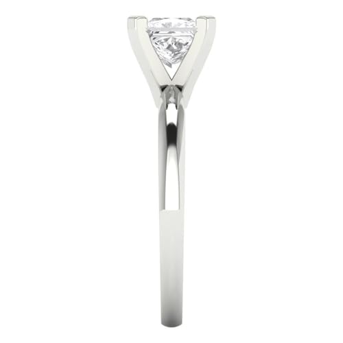 Clara Pucci Solid 14K White Gold Moissanite Ring - 3 tcw Round Cut Certified Solitaire Engagement Ring for Women, Promise Bridal Rings for Women, Wedding Ring for Women3