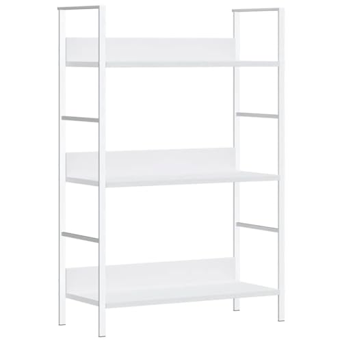 Estantería blanca de 60 x 27,6 x 90,5 cm con acabados modernos en madera y acero 2