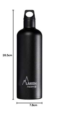 Laken Futura Botella Térmica Acero Inoxidable 18/8 y Doble Pared de Vacío, Unisex adulto, Negro, 750 ml