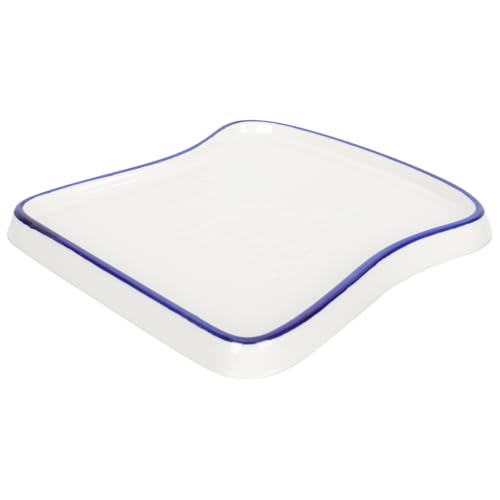 FELTECHELECTR Plato De Comida Diaria De Cerámica Relieve En Forma De Tostada, Tamaño Mediano, Color Azul, Resistente Al Desgaste, Para Desayuno y Postres, Accesorio Cena