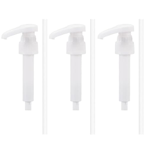 3 Pièces Pompe Sirop Distributeur avec 3 Tuyaux Longs,Plastique Pompe Sirop Pompe de Rechaange Réutilisables Doseuse Convient aux Bouteilles de 500 ml/1000...