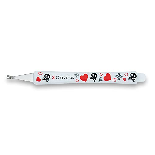 Cortacutículas Profesional 3 Claveles Skull Lover | Empujador de Cutículas Incluido | Herramienta Manicura de Acero Inoxidable 11 cm | Ideal para Manicura y Pedicura | Quitacutículas Duradero