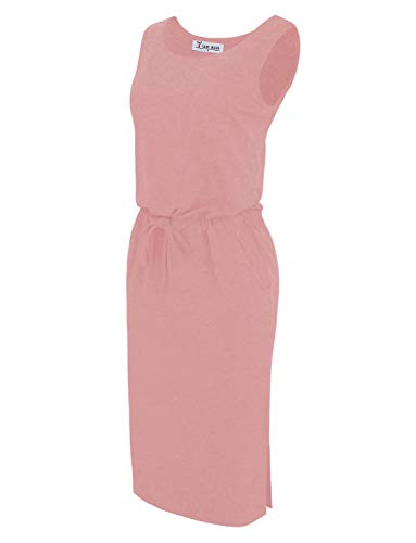 Tam Ware Women Stylish Sided Slits Elasticized Waist Midi Dress Twcwd089A-Coral-Us L #TOP1