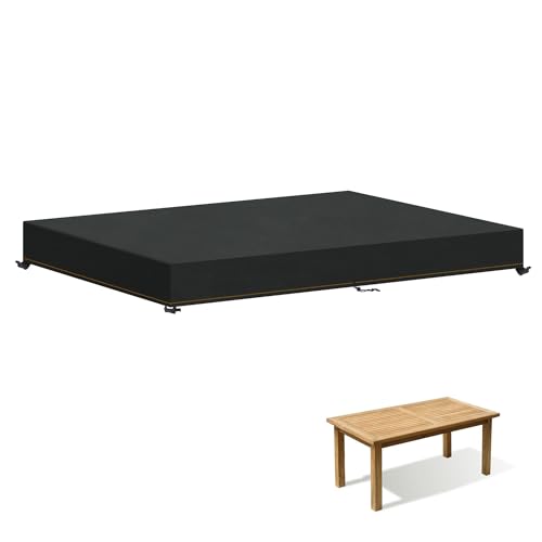 HEIMUNI Garden Table Cover Waterproof Table Top Cover Protective Cover for Garden Table Outdoor Table Cover Windproof Anti-UV Terrace Table Cover 170x100x15cm