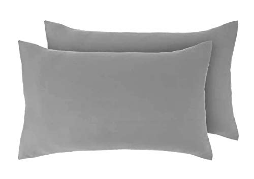 Beldora Pair of Pillowcases 2 Pack Pillow Cases Covers Anti-Allergy Anti-Bacterial Super Soft Touch Brushed Microfibre (Silver)