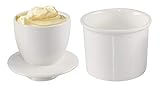 HOME-X Butter Crock, Stoneware Butter Container, Bell-Shaped Butter Keeper for Easily Spreadable Butter, 3 ¾' D x 3 ¾' H, White