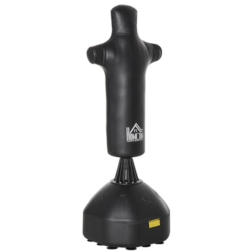 HOMCOM Saco de Boxeo de pie 180cm Saco de Boxeo de pie para Adultos Muñeco de Boxeo Columna de Boxeo Diseño humanoide Saco de Boxeo Pesado Soporte de Saco de Boxeo Pesado para Profesionales y