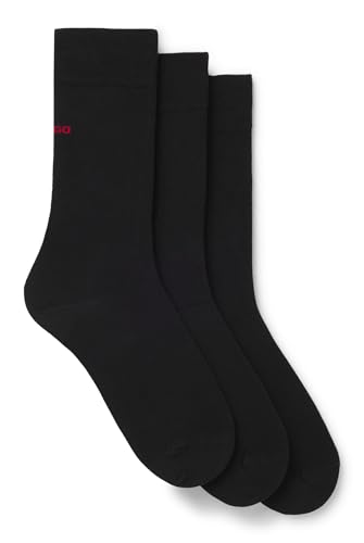 Chaussettes HUGO Hommes 3P RS UNI CC | Lot de 3 paires mi-hautes noires à logos