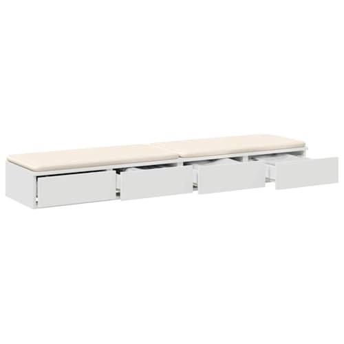 vidaXL Tiroirs de lit Blanc 140 x 36,5 x 16,5 cm Bois d'ingénierie, Mobilier de Chambre Minimaliste, Rangement stylé, Solution spacieuse, boîte en Bois Durable, Design Gain de Place