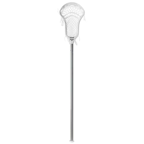 Silverfin Mens Complete Lacrosse Stick with Mesh Pocket | Youth Lacrosse Stick: Smooth, Lightweight & Durable with Sturdy Construction | Kids Lacrosse Sticks (White)