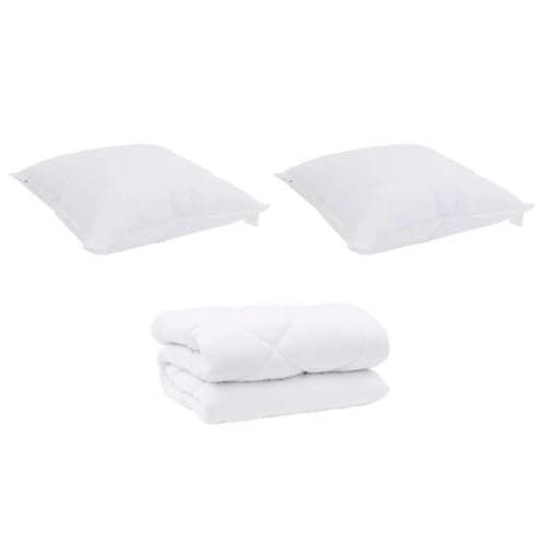 vidaXL Edredón de Invierno con Almohada 3 pcs Microfibra, Juego de Edredones para Dormitorio, Edredón Liviano, Manta Cálida para Dormir, Cubre Cama Acolchado, Ropa de Cama Suave para Habitaciones de