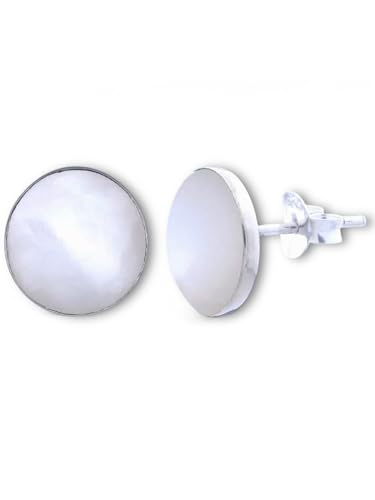 MadamLili | Perlmutt Ohrstecker aus 925 Sterling Silber | Runde Muschel Ohrringe | Muschelschmuck Damen | Geschenk für Frauen | Boho Schmuck | Nickelfrei & Allergikerfreundlich