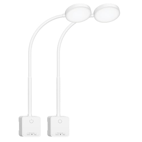 PRINCEWAY Lampara de Lectura Aplique Mesita de Noche Pared LED Interior con Enchufe, Interruptor Táctil Regulable, 3 Color de Luz, Amplio Angulo Iluminación 110°, Puertos de Salida USB (Blanco 2 Pack)