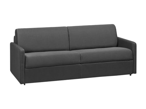 Sofá Cama Italiano 4 plazas de Tela CALIFE - Gris - Cama 160 cm - Colchón 14 cm