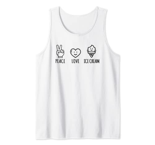 Peace Love Ice Cream Cone Fun Vacaciones de Verano Camiseta sin Mangas