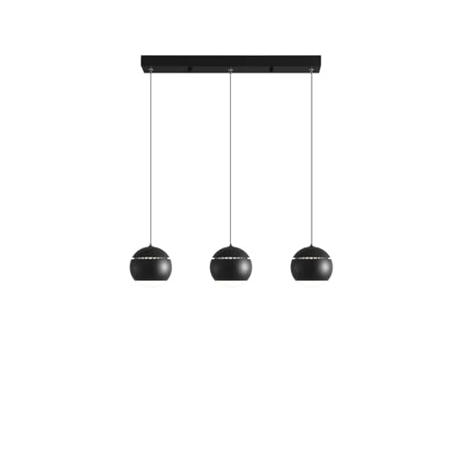 Lampe à suspension boule LED noire argentée luminaire salon moderne