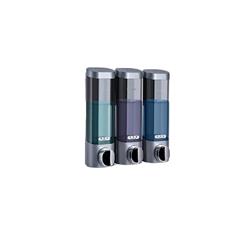 OLSKFUH Dispensador De Jabón Dispensadores De Jabón De Pared Multi-Cabezal Hotel Baño Familiar Jabón De Manos Gel De Ducha Caja Dispensador De Jabón De 3 Cámaras 900 Ml Ducha,Chrome