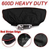 Winch Cover,Waterproof Soft Winch Dust Cover Driver Recovery 8,500 to 17,500 Pound Capacity (Red Stripe Edge )